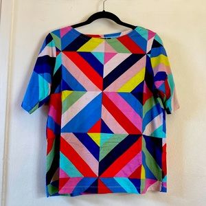 Uniqlo Marimekko Shirt Geometric stripe top soft cotton print t-shirt Colorblock